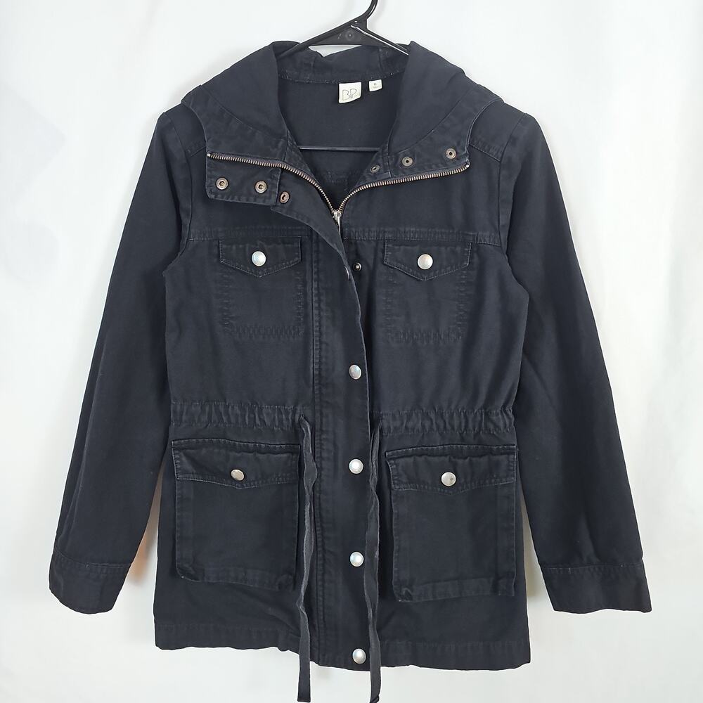 BP Brass Plum Black Hooded Utility Jacket Women's XS